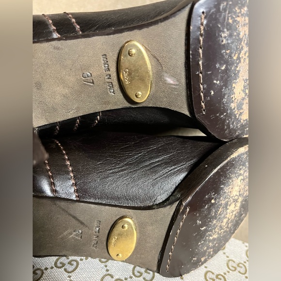 Sz 7 WOMENS CHLOE ANKLE BOOTS LEATHER BROWN - Picture 5 of 7